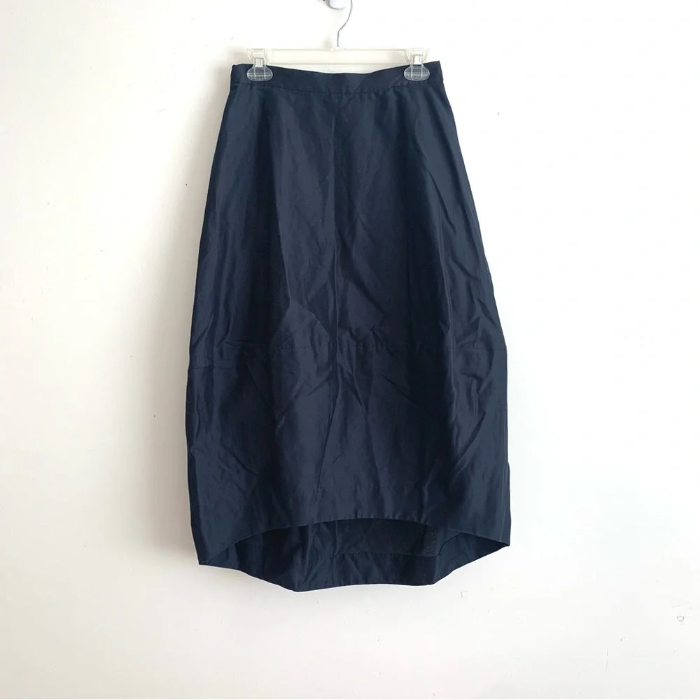 COS Curved Hem High Low Rounded Hem Silk Cotton Midi Skirt - Picture 2 of 7